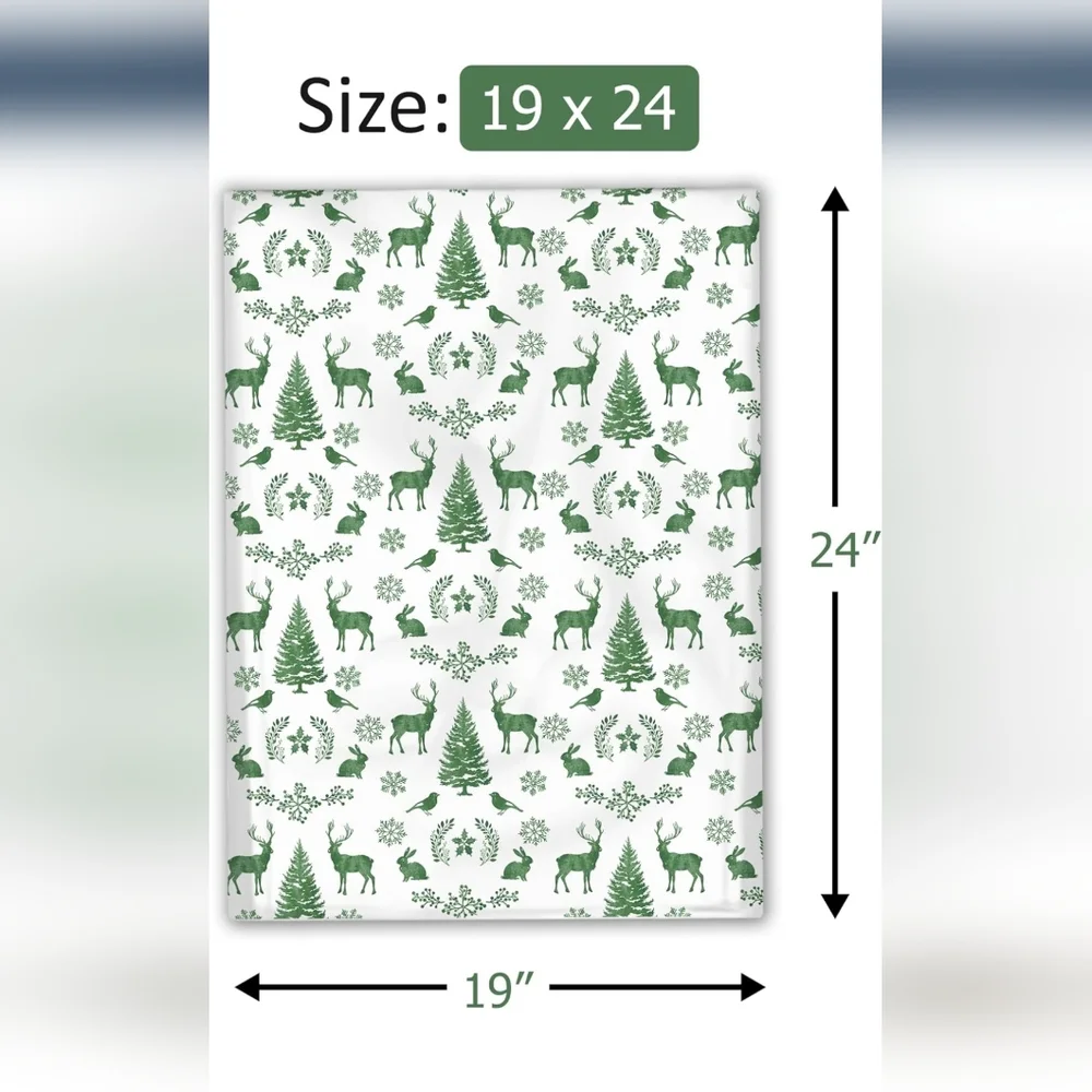 10ct 19x24 Green and White Holiday Wrapping Paper
